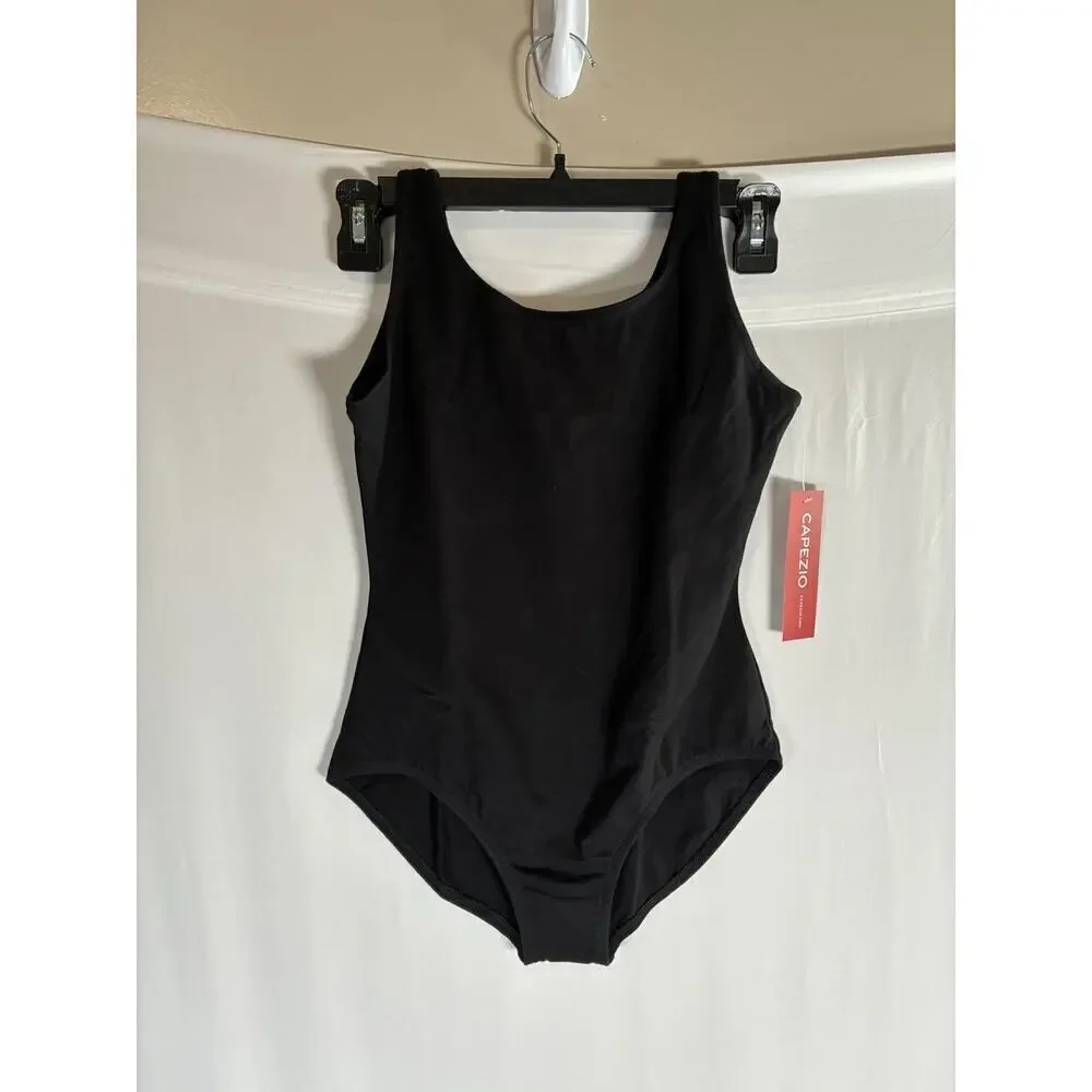 💰Capezio Dance Girls' High Neck Tank Leotard Black US XL Ballet Legline Dance